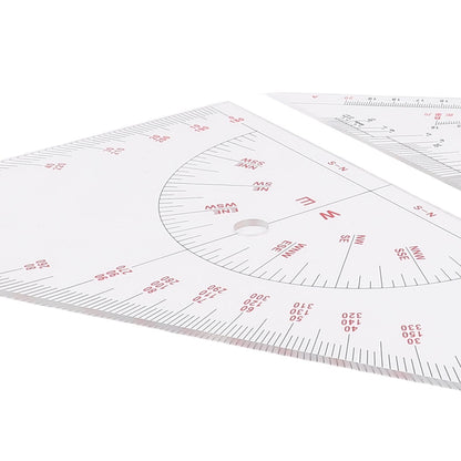 Klanata Large 405mm Marine Navigation Triangle Ruler & Protractor Set, Crystal Clear Acrylic Chart Plotting Tools for Boats and Yachts, Professional Nautical Drafting Tool (15.9in)