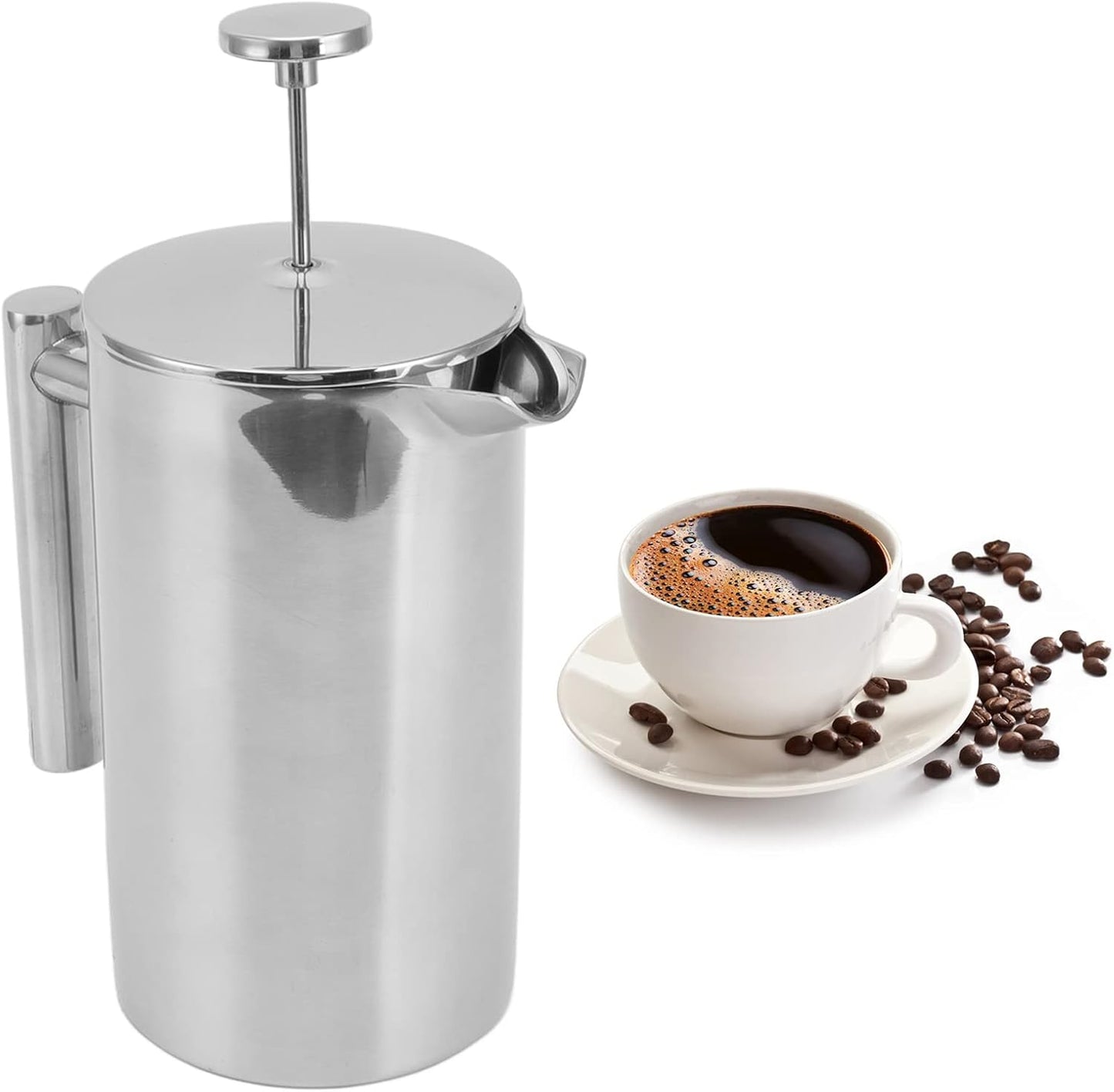 Stainless Steel Insulated Coffee Press, 800ML French Press Coffee Tea Maker, Rust-Free & Dishwasher Safe