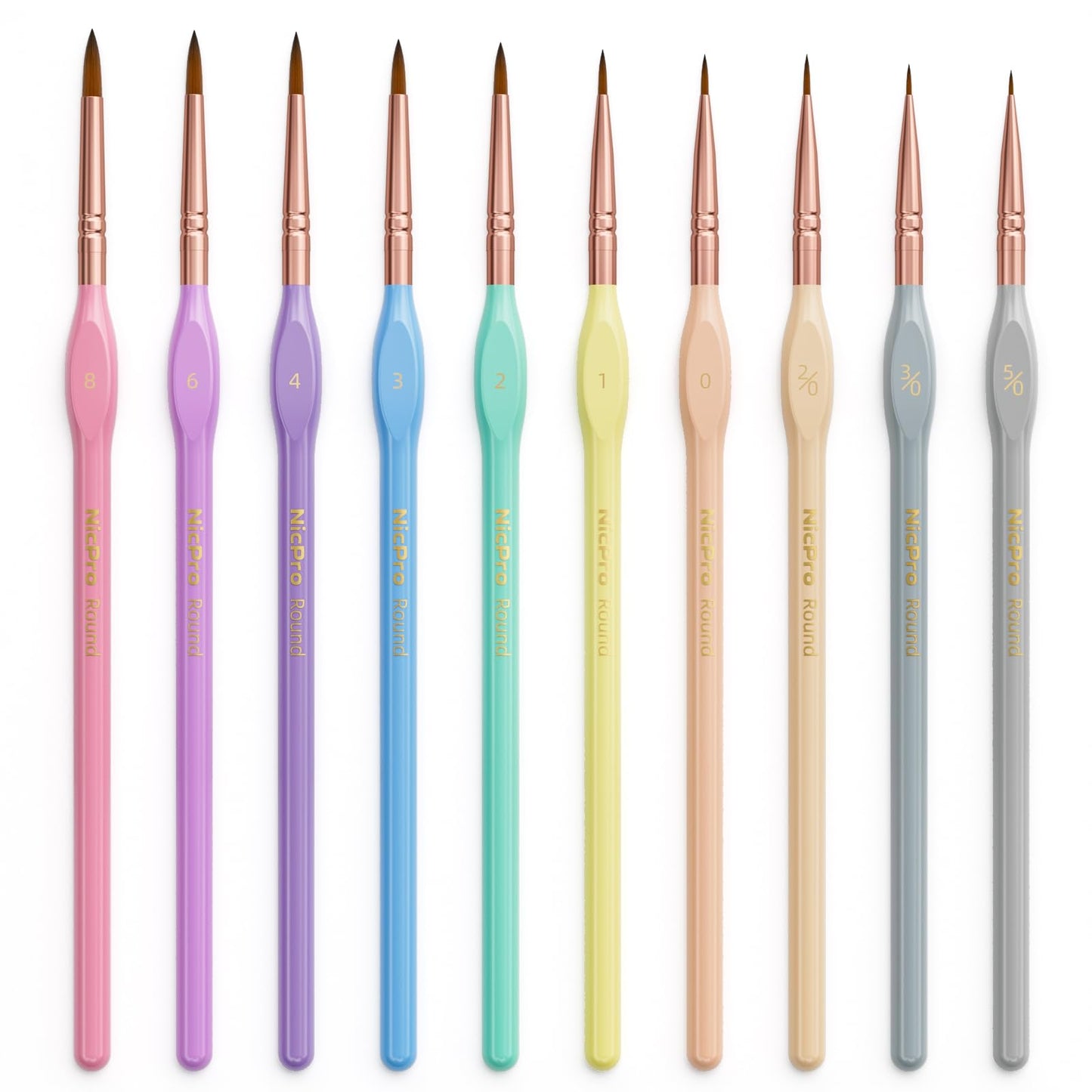 Nicpro 10PCS Micro Fine Detail Paint Brush Set, Aesthetic Pastel Small Miniature Fine Tip Detail Brushes Kit for Acrylic Oil Watercolor, Craft, Models, Miniatures, Rock Painting, Paint by Numbers