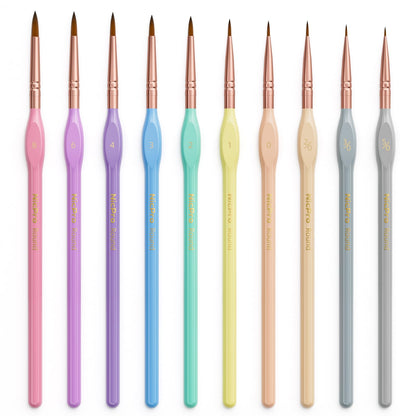 Nicpro 10PCS Micro Fine Detail Paint Brush Set, Aesthetic Pastel Small Miniature Fine Tip Detail Brushes Kit for Acrylic Oil Watercolor, Craft, Models, Miniatures, Rock Painting, Paint by Numbers