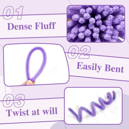 216 pcs Pink Purple OliveGreen Pipe Cleaners Set with Floral Wires & Gardening Tape, Chenille Stems Pipecleaners for Tulip Bouquet Making,Kids DIY Craft Projects and Decorations (Purple Theme)