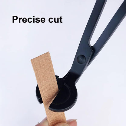 50 PCS Wooden Candle Wicks & Wick Trimmer Wood Candle Wicks 5.1 x 0.5 x 0.02 Inch Smokeless Wood Wicks for Candles with Candle Wick Trimmer and Iron Stand for DIY Candle Making（Use Two Wicks）