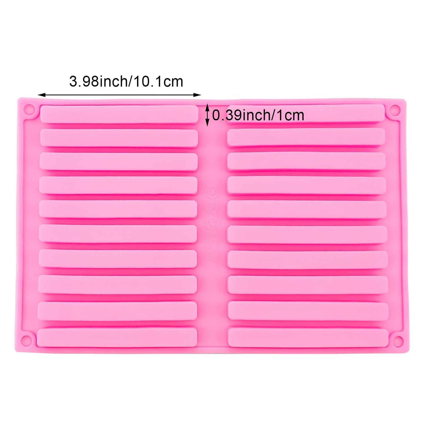 2 PACK Chocolate Rod Stick Silicone Strip Molds, 20 Bars Strips Biscuit Candy Molds for Cookies Candy Crayon Candle Soap Ice Cube Tray