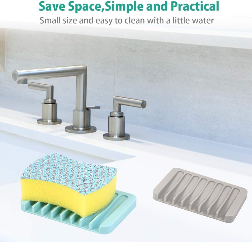 3PCS Premium Silicone Self Draining Soap Holder - Soap Saver for Shower, Bathroom, Kitchen, Easy Clean, Keep Soaps Dry