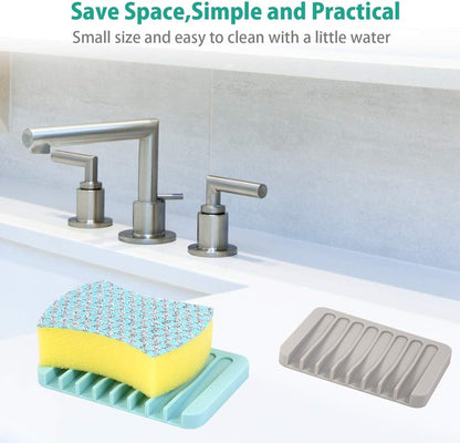 EOYCPM 3PCS Self Draining Soap Holder, Premium Silicone Soap Dish, Soap Saver for Shower, Bathroom, Kitchen, Bath Tub