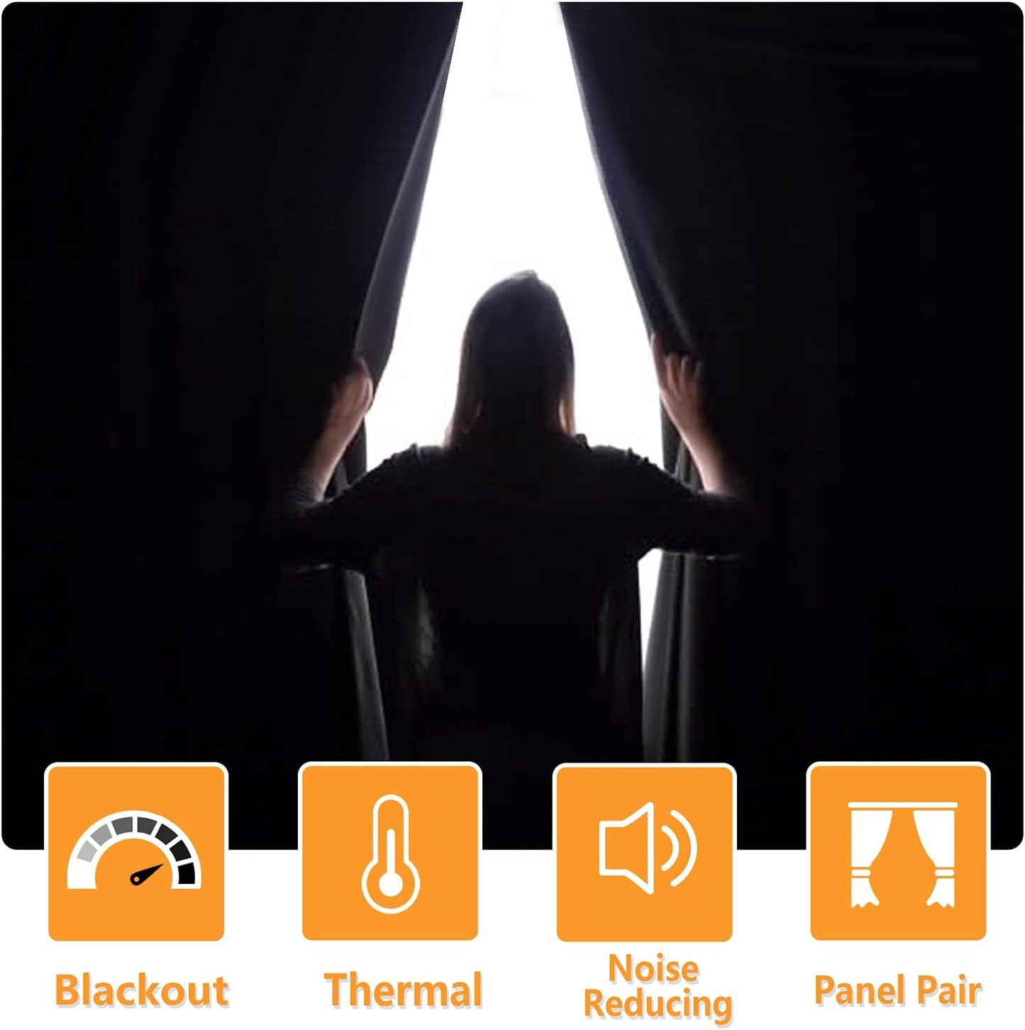 2 52 45 Inch Hiasan Blackout Curtains for Bedroom - Thermal Insulated & Light Blocking Window Curtains for Living
