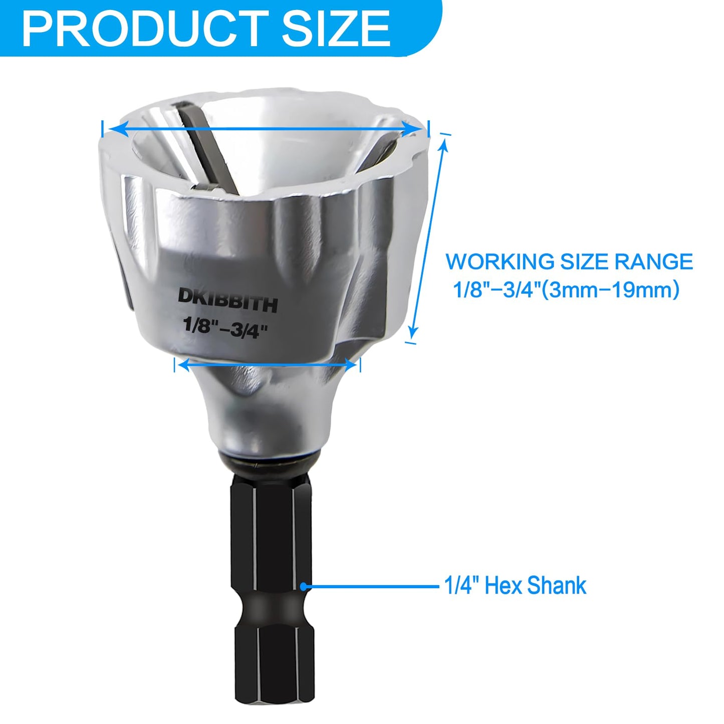 DKIBBITH Heavy-Duty Deburring Chamfer Tool with Sharp Tungsten Carbide Blades, Fast Hex Shank Deburr, External Burr Removal for Metal Rod Bolt Pipe 3D Printing PVC in 1/8" to 3/4" Diameter (3~19mm)