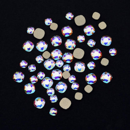 240pcs Popular 12 Styles Flatback Crystals Mix Sizes Multi Shapes Glass Crystal AB Rhinestones for Nail Art Craft 3D Decorations Flat Back Stones Gems Set Box