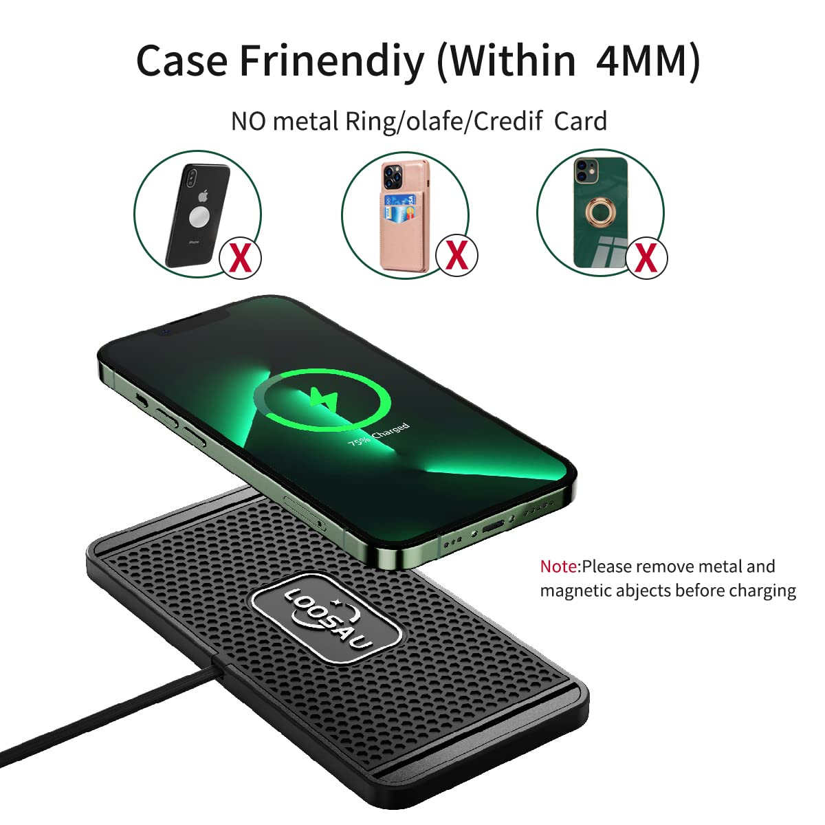 Wireless car Charger Charging pad 15w Non Slip FastCharger for car Wireless Phone Charger for Android for iPhone 11/12/13/14/15/16 Pro Max Xs,Samsung Galaxy S20, S10+ Note 9，LG