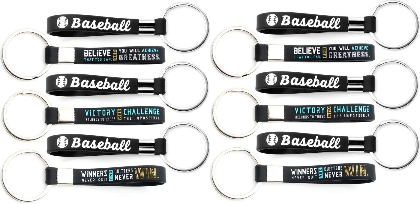 Inkstone Baseball Keychains, 12 Pack, Sports Inspirational Quotes, Flexible Gifts for Your Team, Friends, Colleagues