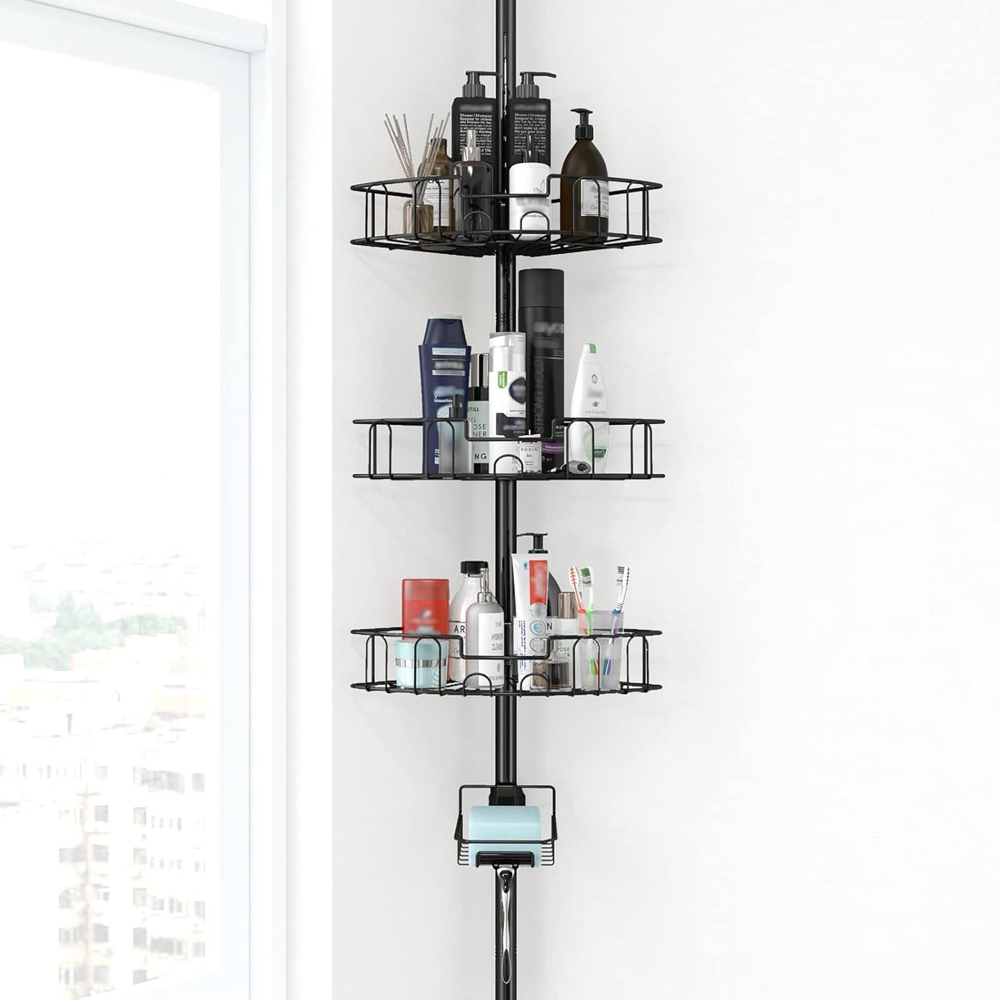 39-125 Inch Countertop YeYeBest Shower Organizer Caddy, Home Decor Organization and Storage for Bathroom Corner Shelves