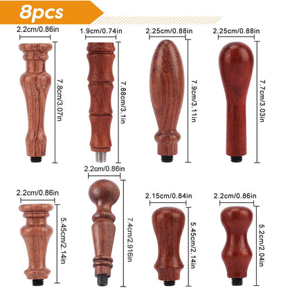 CRASPIRE 8 Pieces Wax Seal Stamp Handles Universal Thread Head Wooden Handle for Wax Seal Stamp Head Replacement