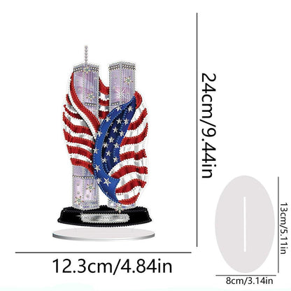 LIULIMI DIY 5d Diamond Painting Kits,Special Shaped Diamond Art Kit for Adults,Stand Up Acrylic Ornament Making kit,Double Sided Diamond Painting,Gift（American Flag/Twin Towers）