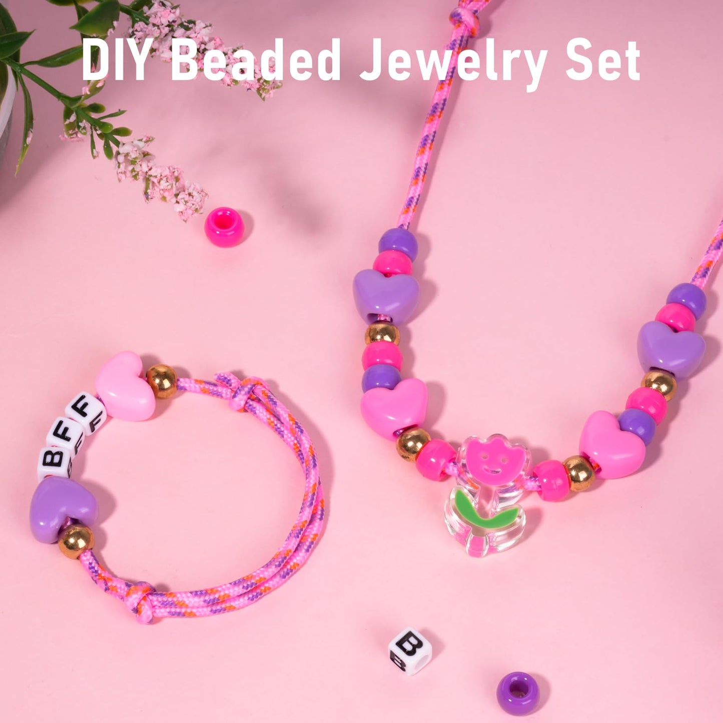 MAKERSLAND Jewelry Making Kit with Bead Board DIY Craft Kits Kandi Pony Beads Bulk Clay Bead for Bracelet Necklace Making, Keychains, Storage Box with Handle and Tray for Kids Adults Birthday Gift