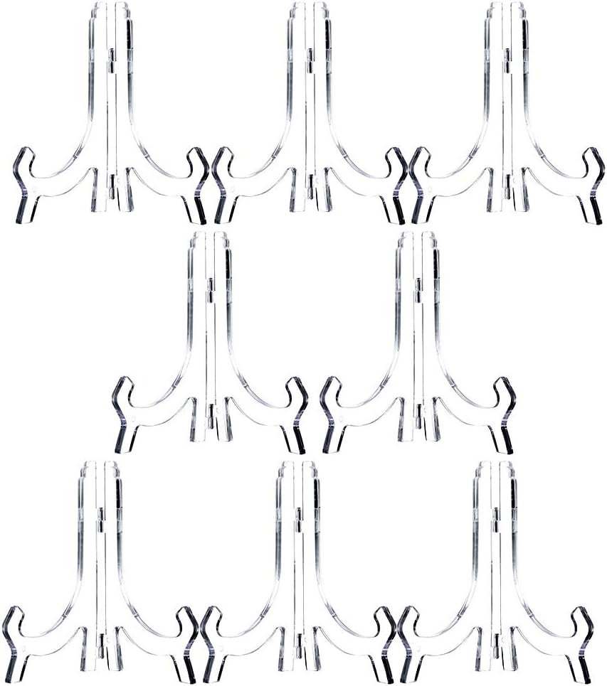 Artliving Clear 8 Pack 6.5inch Acrylic Easels, Display Stand Holder for Pictures, Plates, and Artworks