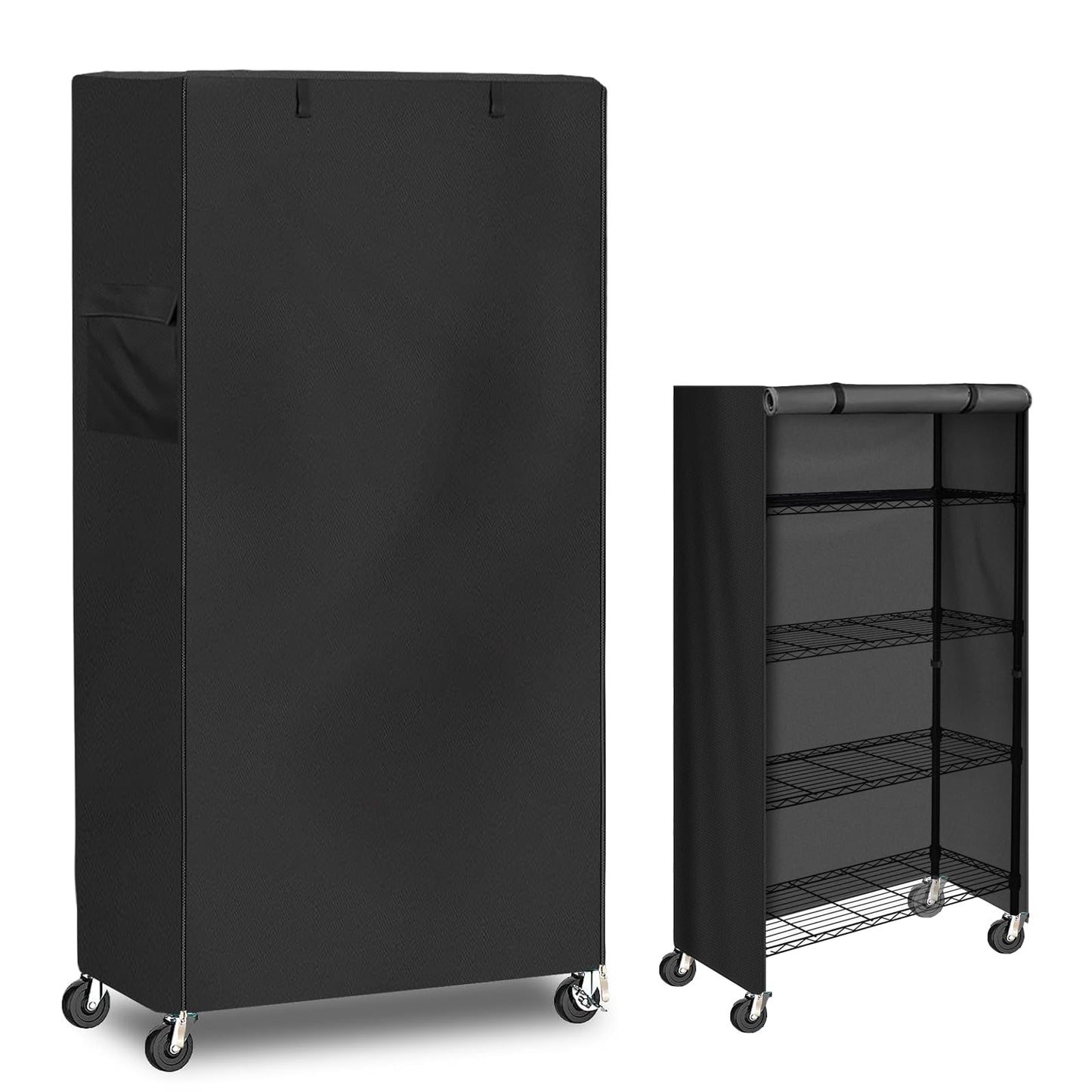 Shelf Covers for Wire Shelving 900D Oxford Cloth Thick Storage Shelf Cover, Heavy Duty Dustproof Wire Rack Covers, Outdoor Rack Cover with Zipper for Metal Shelving(48"W x 24"D x 72"H)