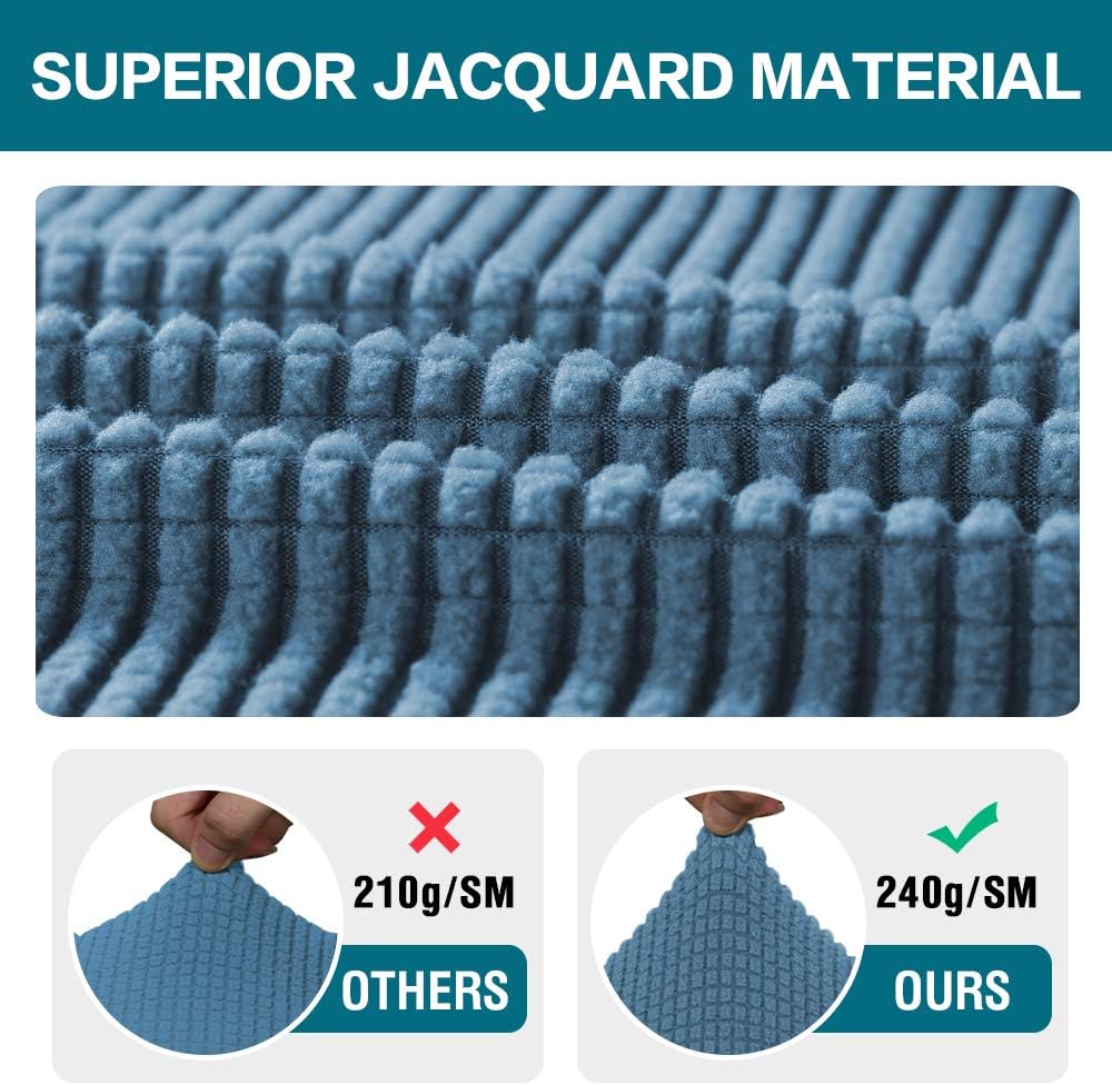 Turquoize Stretch Armrest Covers for Chairs, Anti-Slip Furniture Protector Set of 2, Dusty Blue