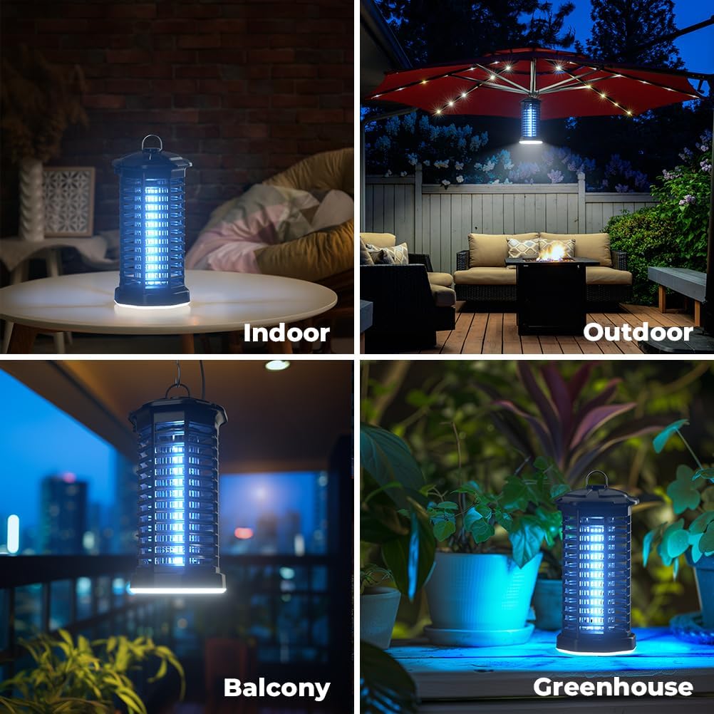 YISSVIC Bug Zapper Outdoor Indoor Waterproof Electric Mosquito Lamp Fly Zapper Killer Effective 4200V Plug in for Home Patio Office Courtyard (One-Light Control Bug Zapper)