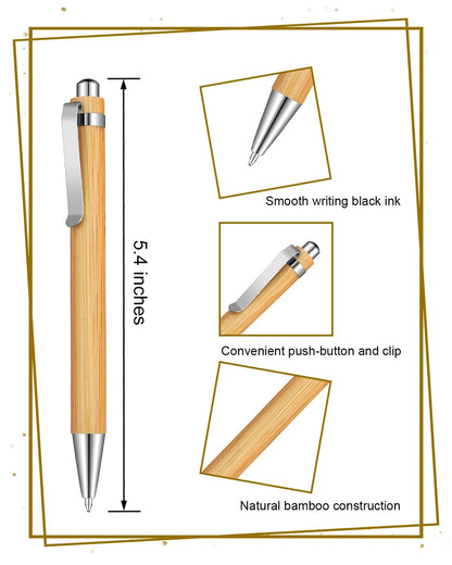 lyforx 100pcs Bamboo Pens Bulk Wooden Bamboo Pens Engraving Wooden Ballpoint Pen Customizable Gift Pen Bulk