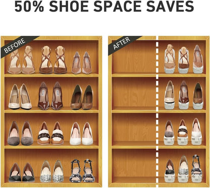 20 Pack 50%, 4 Closet, NVGSN Shoe Slots Organizer - Shoe Stackers, Space Savers Levels Adjustable, Double Layer Holders