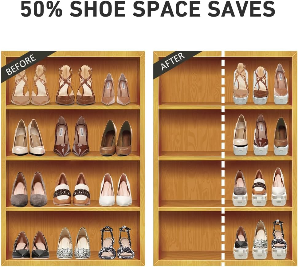 12 Pack 50%, 4 Closet, NVGSN Shoe Slots Organizer - Shoe Stackers for a Pair of Shoes, shoe Storage Shoes Space Savers