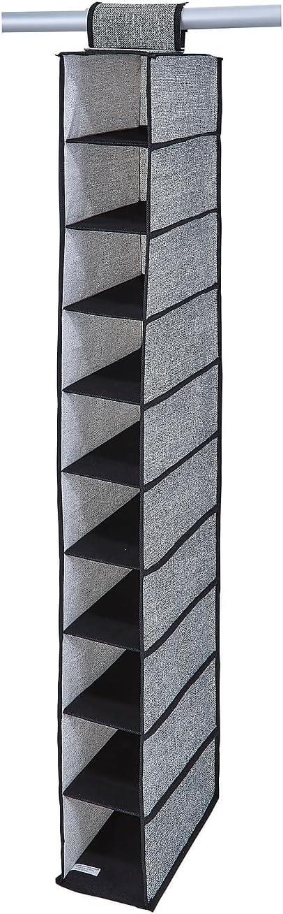 Simplify 10 Shelf Hanging Organizer - Space Saver, Durable, Black, Great for Shoes and Accessories