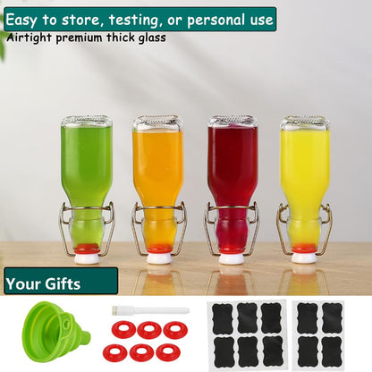 ZEBEIYU Swing Top Glass Bottles 4 oz With Flip Airtight Lids for Home Brewing, Beverages, Oil, Vinegar, Water, Soda, Kefir, Limoncello, Homemade liquor, vanilla（10 Pack