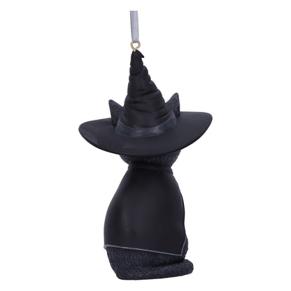 Nemesis Now Cult Cuties Purrah Hanging Ornament 11.5cm, Resin, Black, Scarily Adorable Bewitching Cat Hanging Ornament, Witch Cat, Cast in The Finest Resin, Expertly Hand-Painted