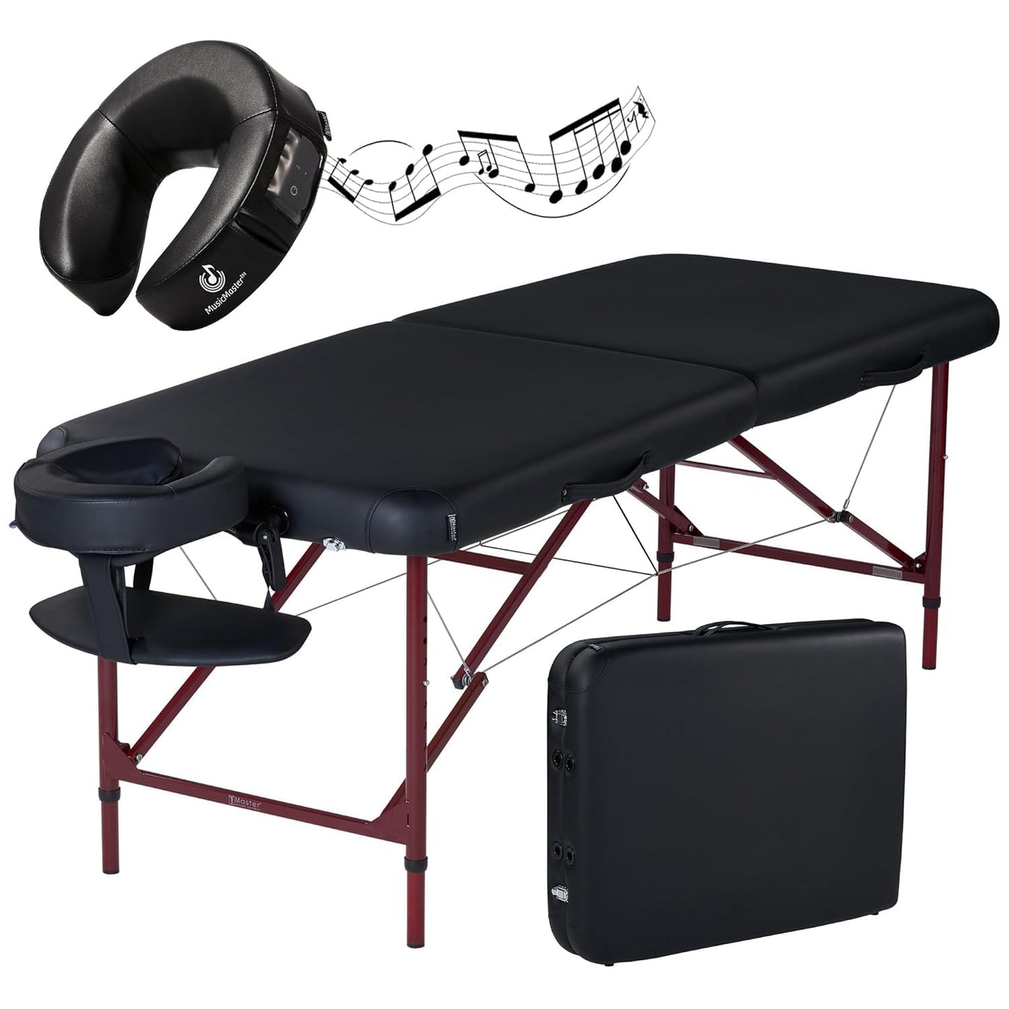 Master Massage Zephyr Lightweight Portable Massage Table Package with Extra Music Master Crescent Round High Fidelity Sound Face Cradle Cushion
