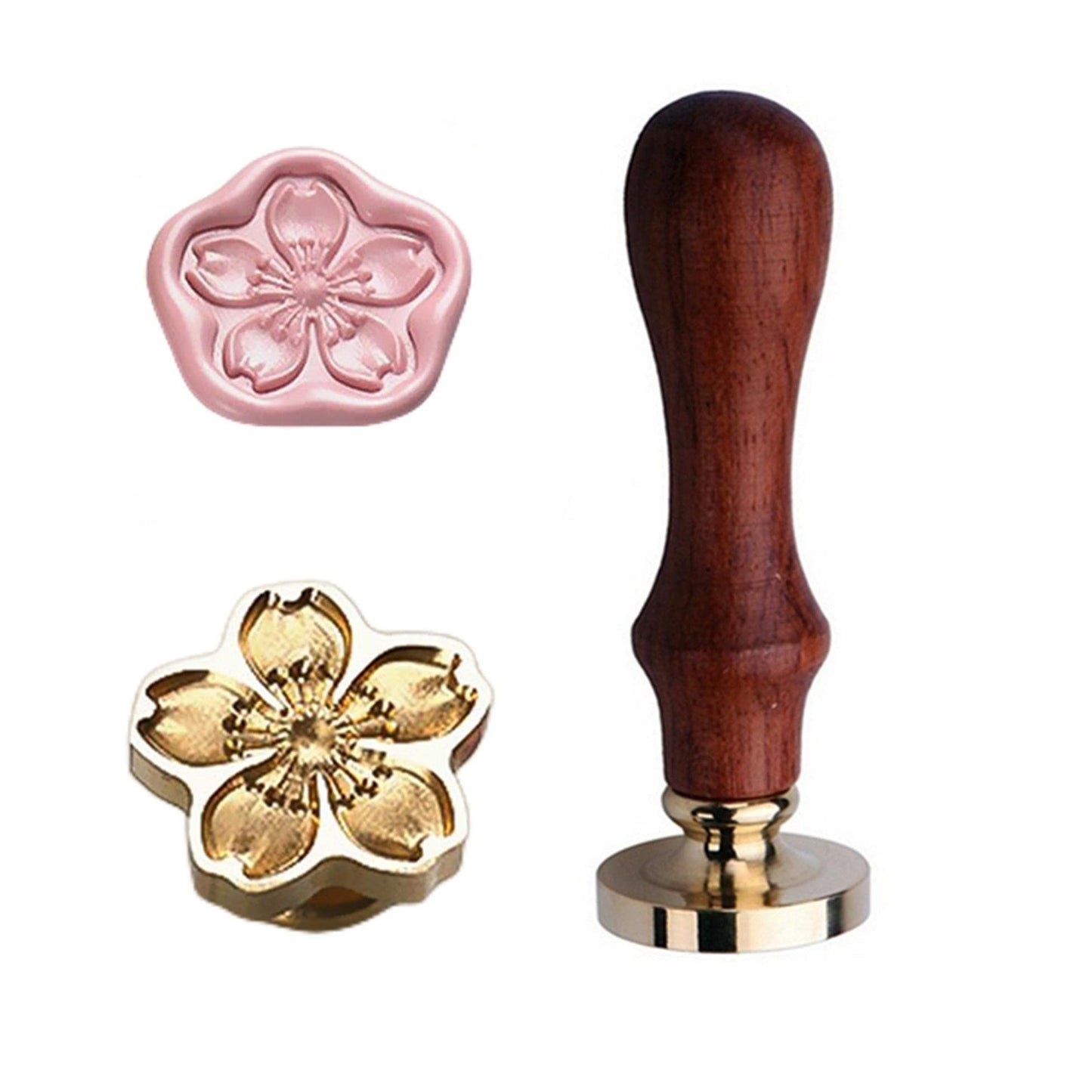 JUPPE Cherry Blossoms Wax Seal Stamp, Plant Flower Sealing Wax Stamp, Floral Botanical Theme Vintage Brass Stamp for Wedding Invitation, Gift Wrap, Birthday, Party, Envelopes, Christmas Card (A1)
