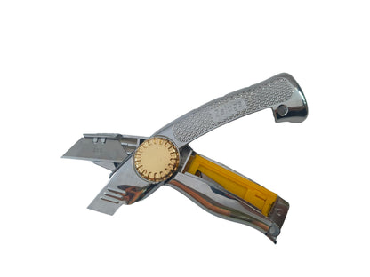 Zeluga 19-524 Fixed Blade Utility Knife with Die Cast Aluminium Housing, Quick Blade Change, 10 Blades Included