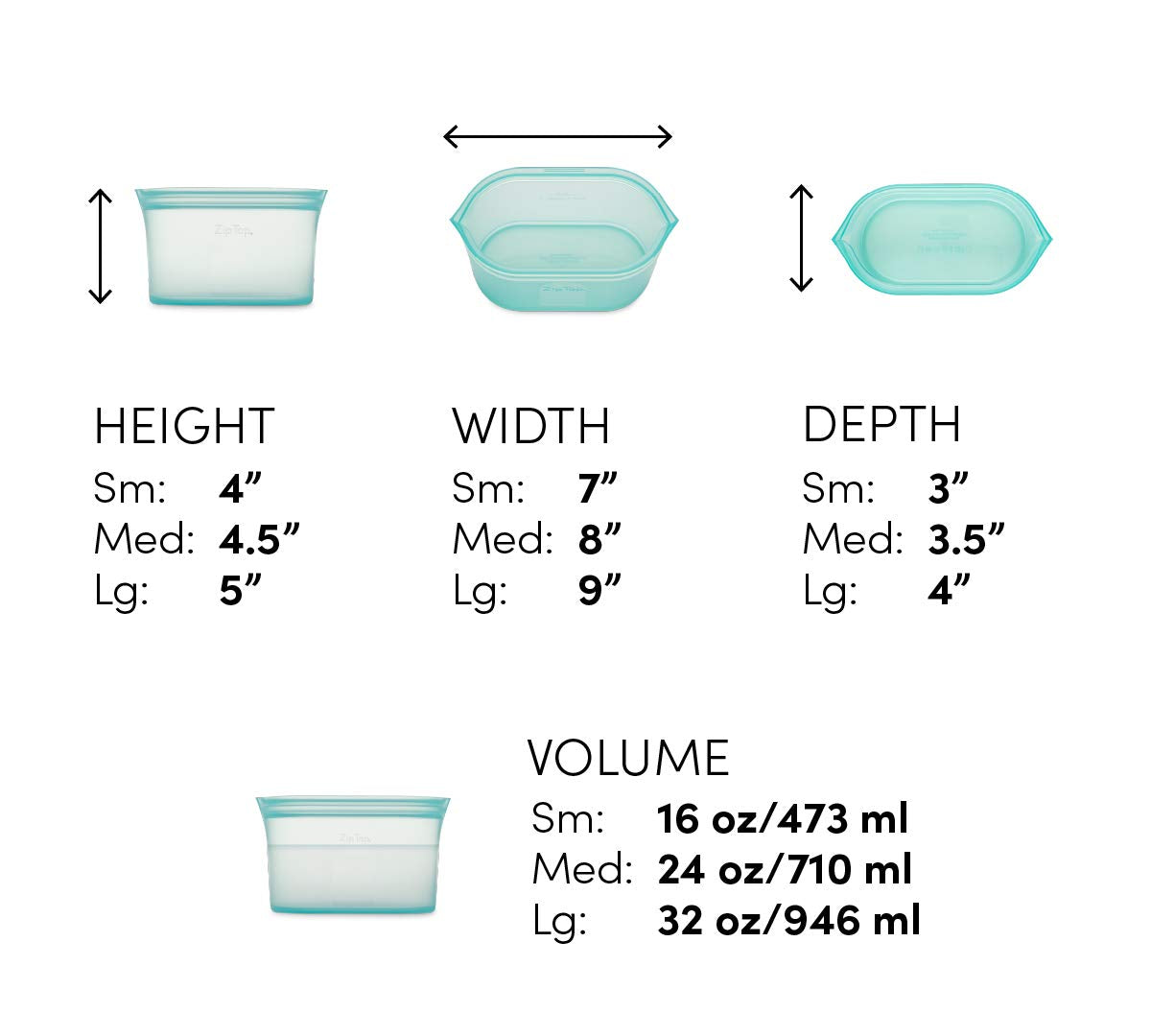 Zip Top Reusable Food Storage Bags | Medium Dish [Frost] | Silicone Meal Prep Container | Microwave, Dishwasher and Freezer Safe | Made in the USA