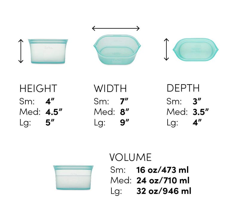 Zip Top Reusable Food Storage Bags | 3 Dish Set [Lavender] | Silicone Meal Prep Container | Microwave, Dishwasher and Freezer Safe | Made in the USA