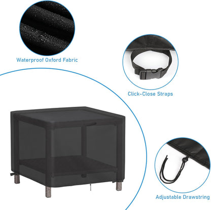 26 Inch 26 26 18 Inch Outdoor Ottoman Cover Square, Waterproof Patio Ottoman Cover, Heavy Duty Outdoor Side Table