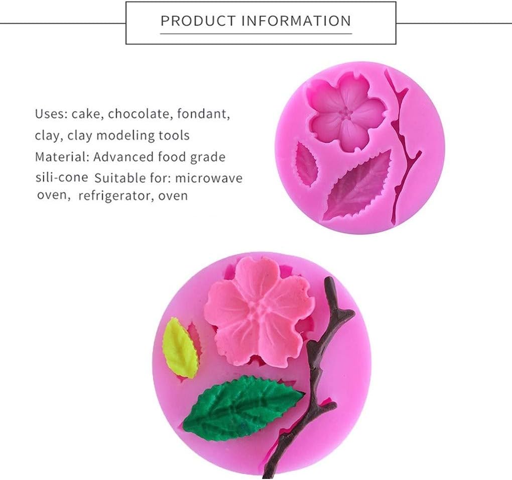 Rolin Roly Fondant Flower Mold, 3D Silicone Mould for Peach Leaves, Mini Cake Decoration Accessories