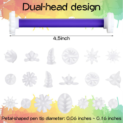 Lanties 20 Pcs Dotting Tools for Painting Flower Petal 20 Shapes Dotting Pens Mandala Dot for Canvas Embossing Tools