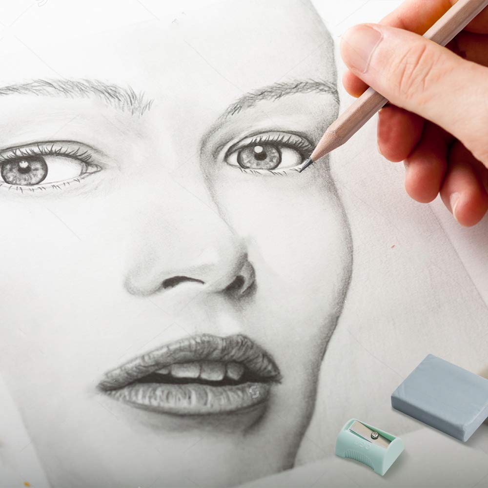 Drawing Pencils, Sketch Pencils Graphite 12B 8B 7B 6B 5B 4B 3B 2B B HB 2H and Charcoals Art Supplies for Sketching and Drawing,Pencil Set for Artists or Kids