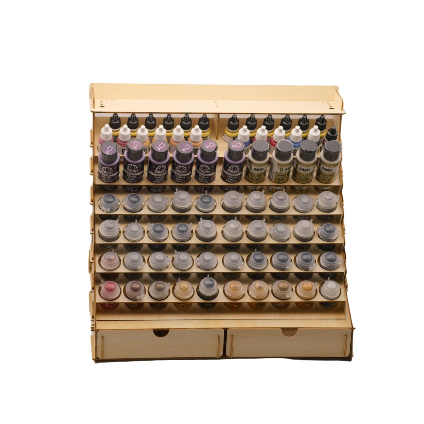 Sokipa Craft Paint Storage-Modular Paint Organizer - Holds 74 Bottles of Paints, 14 Brushes, 2 Cabinets, and 6 Miniature Stands - Art Tool Storage Rack for Miniature Paint Set