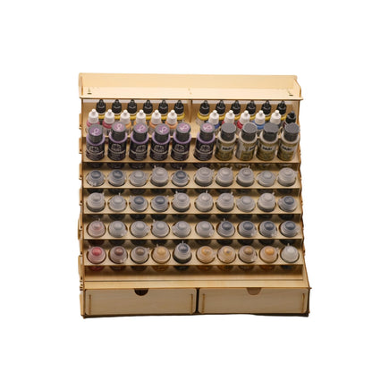 Sokipa Craft Paint Storage-Modular Paint Organizer - Holds 74 Bottles of Paints, 14 Brushes, 2 Cabinets, and 6 Miniature Stands - Art Tool Storage Rack for Miniature Paint Set