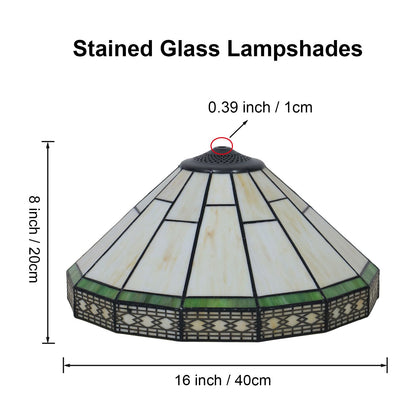 Errzom Tiffany Lamp Shade 16 Inches Wide Accessories Replacement Only Yellow Stained Glass Mission Style Lampshade for Table Lamp Pendant Light Floor Lamp