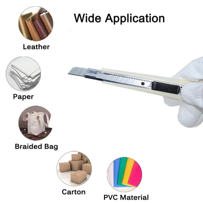 WEKOIL 30Pcs Snap Off Utility Knife Blades with 3 Pcs Delicate 9mm Auto Lock Art Knives Craft Cutters Box Paper Cutters Graphic Knife for Office Home Garage Warehouse,White
