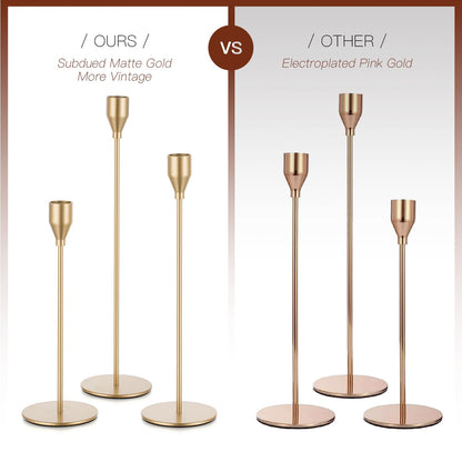 Candeldo Gold Taper Candle Holders: Set of 6 Tall Candlestick Holder for Table Centerpiece Metal Candles Stick Holders Stand Wedding Decor
