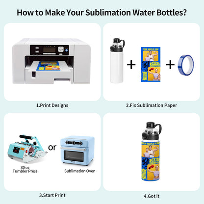 PYD Life 8 Pack Sublimation Sports Water Bottle Blanks 24 OZ 720 ML White Tumblers Cups Vacuum Flask Jug with Straw Spout Pop Lid and Silicone Handle for Sublimation Printing