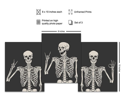 Skeleton Wall Art & Decor - Halloween Wall Decor - Gothic Home Decoration - Goth Room Artwork - Funny Skull Art - Pagan Gifts - Bedroom Dorm Man Cave - Men Boys Teens - Witchy Picture Poster Print