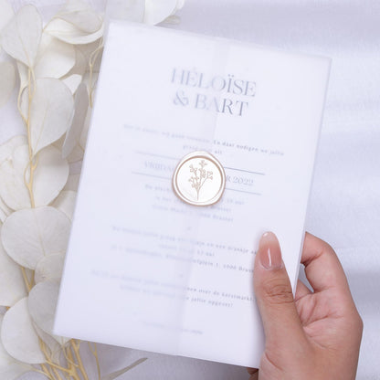 UNIQOOO Wax Seal Stickers - Baby‘s Breath Wedding Invitation Envelope Seal Sticker, Botanical 50 Pcs Self- Adhesive Champagne Stickers, Perfect for Invitation, Gift Wrapping, Crafts (Champagne)
