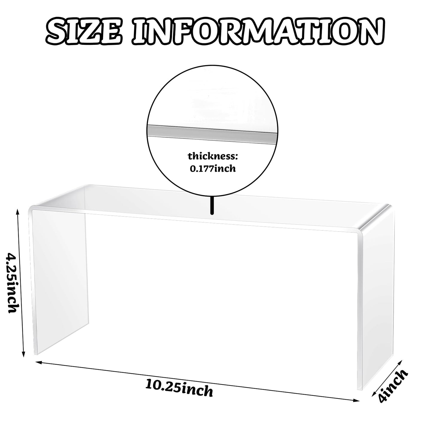 Soaoo 4 Pcs Large Acrylic Riser Display Stands Clear Shelf Riser Jewelry Stand Retail Desktop Display for Show Decor Cupcake, Collectibles Figures, Organize, Decor(10.25 x 4 x 4.25 Inches)