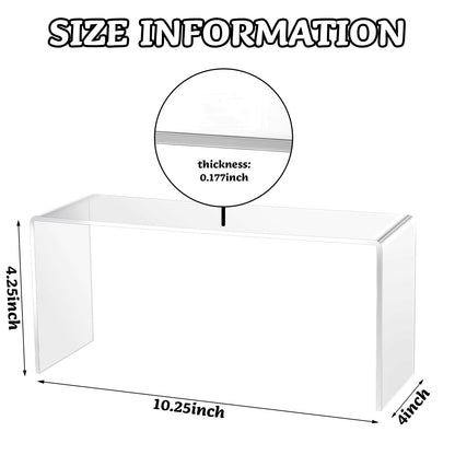 Soaoo 4 Pcs Large Acrylic Riser Display Stands Clear Shelf Riser Jewelry Stand Retail Desktop Display for Show Decor Cupcake, Collectibles Figures, Organize, Decor(10.25 x 4 x 4.25 Inches)