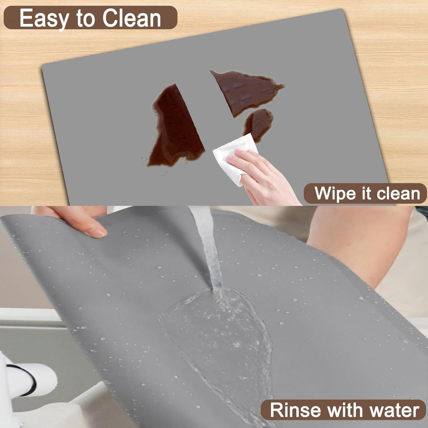 Silicone Mats for Kitchen Counter, 48"x32"(120cmx80cm) Large Heat Resistant Mat Kitchen Island Waterproof Countertop Protector Mat Nons-slip Extra Large Counter Mat, Dark Green