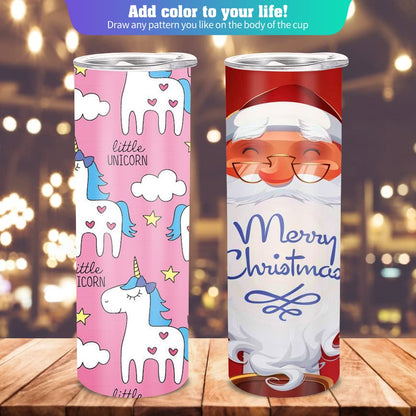16 Pack Sublimation Tumblers Straight Skinny Tumbler Blanks Bulk 20oz for Heat Transfer, Individual Gift Boxed, Double Wall Insulated Tumbler with Shrink Wrap & Straws