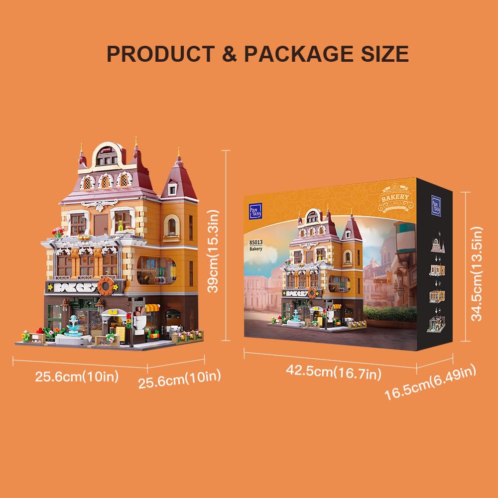 PANTASY European Bakery Building Kit-Landmark Construction Set for Adults & Teens, Featuring a Bakery, Gym, Living Quarters, and Sky Garden